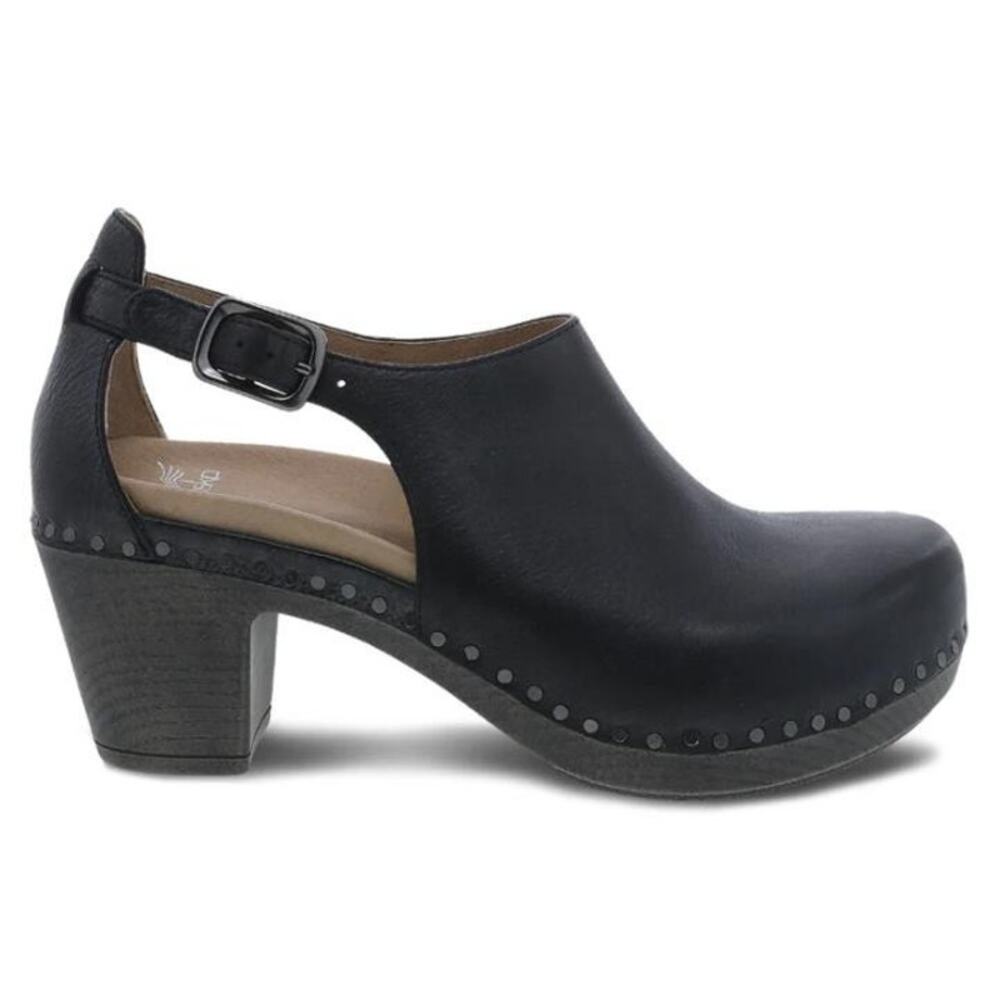 Dansko Sassy Black Leather Heeled Clogs Ankle Strap Women's EU 41 US 10.5-11 - Picture 2 of 16